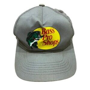 Bass Pro Shops Trucker Style Hat Mesh Snapback “Gone Fishing” Cap Gray One Size